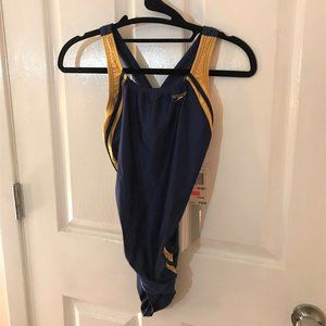 Navy and Gold Speedo Swimsuit